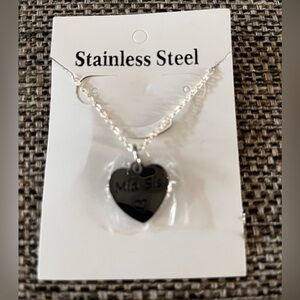 Middle sister stainless steel heart necklace 20 inch chain Mid Sis NEW WITH TAGS